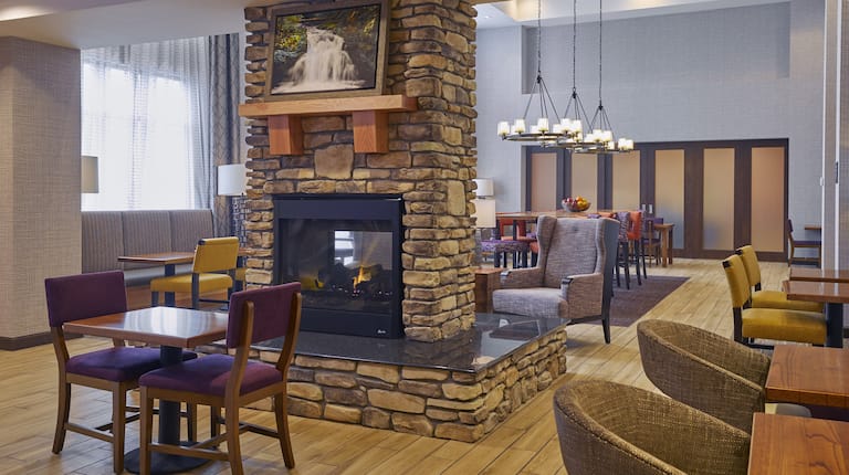 Lobby Fireplace and Seating Area
