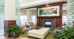 Hotel Lobby With Fireplace