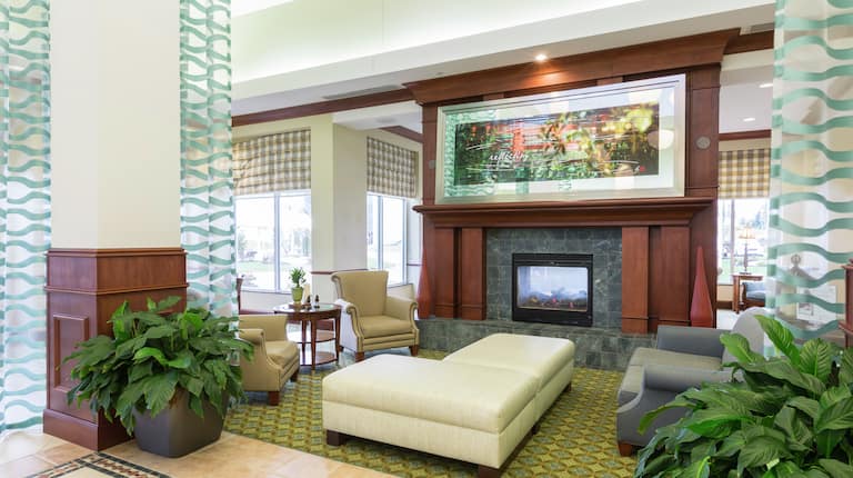 Hotel Lobby With Fireplace