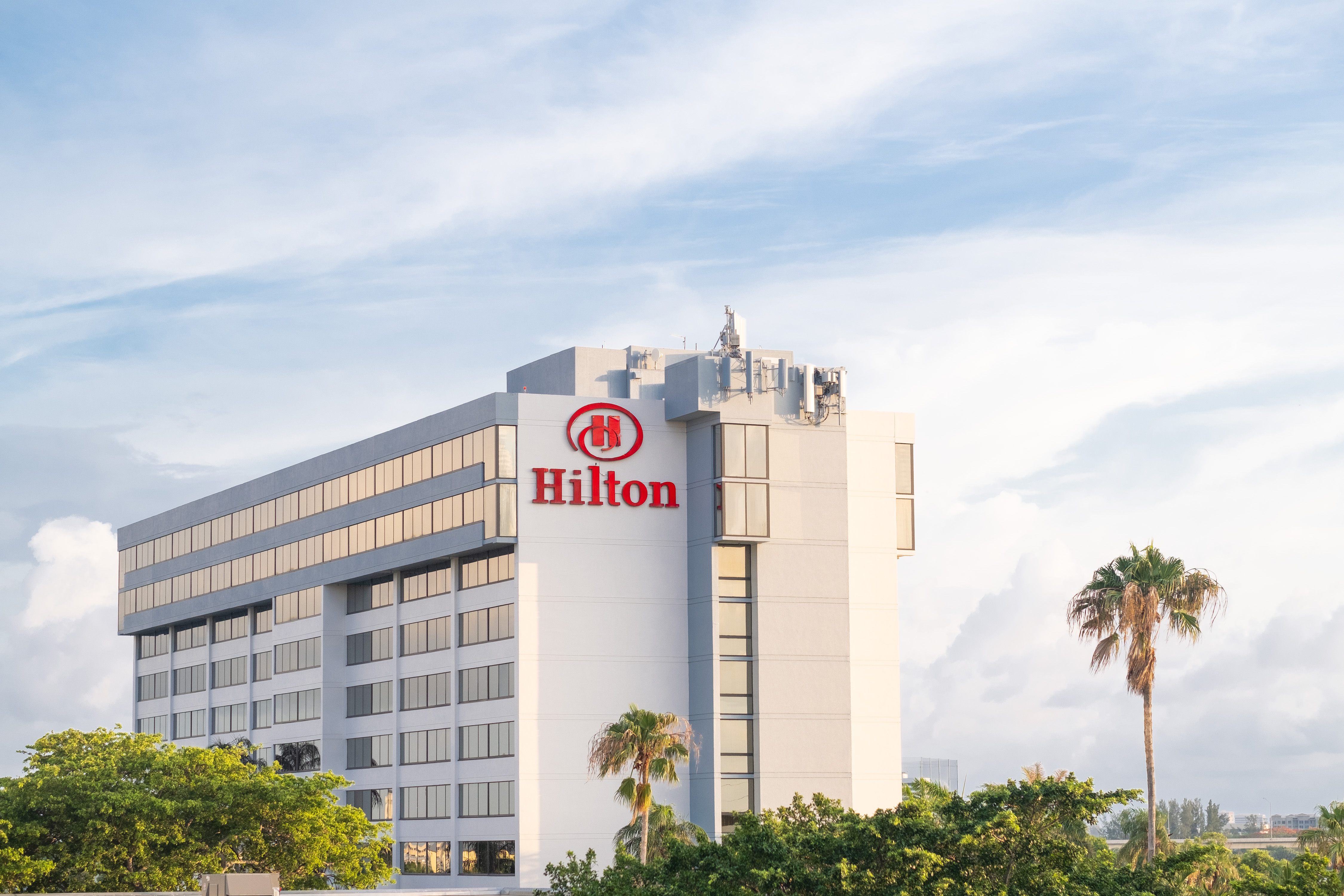 Side View of Hilton Hotel Exterior