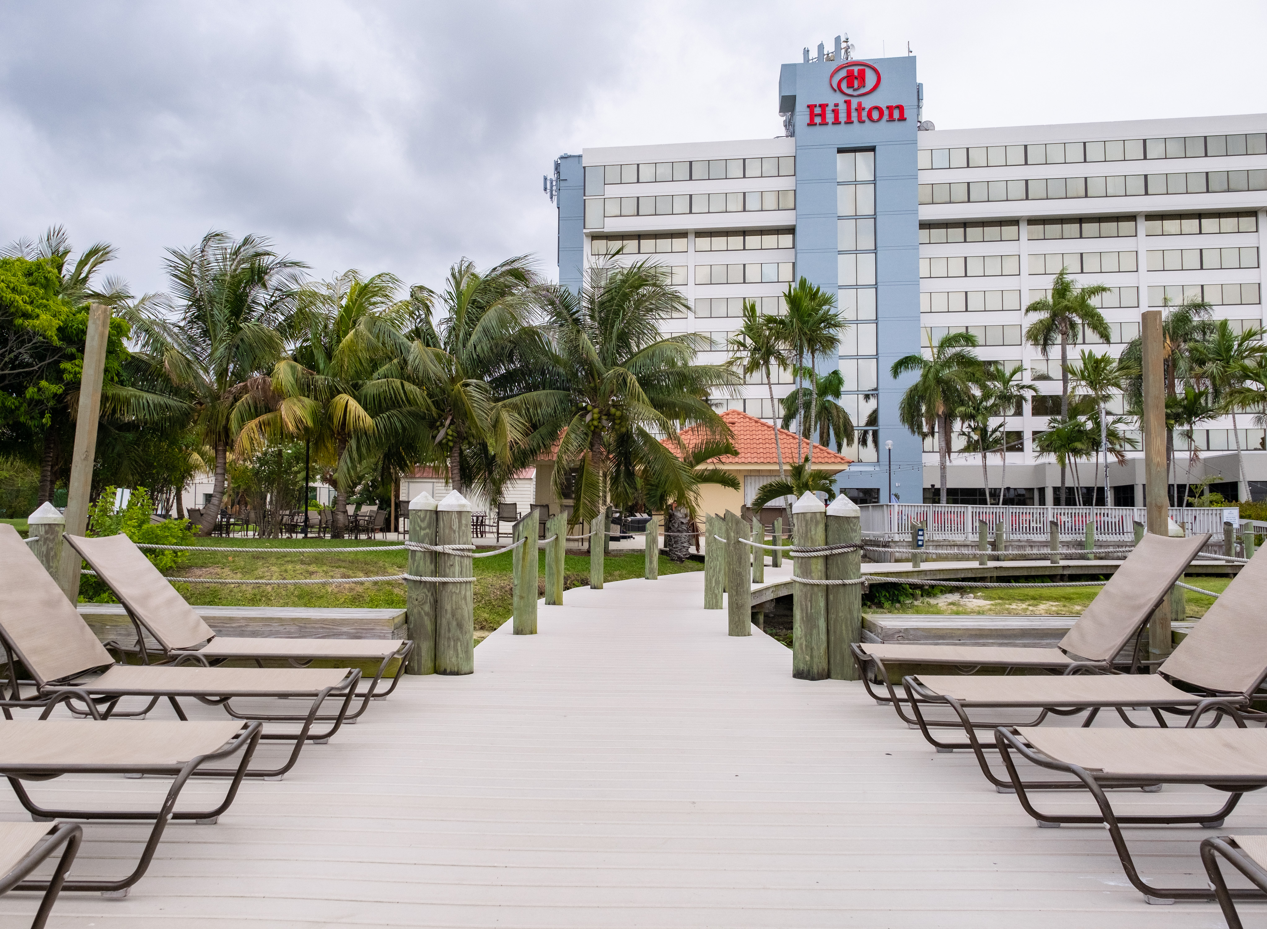 Hotel exterior with loungers