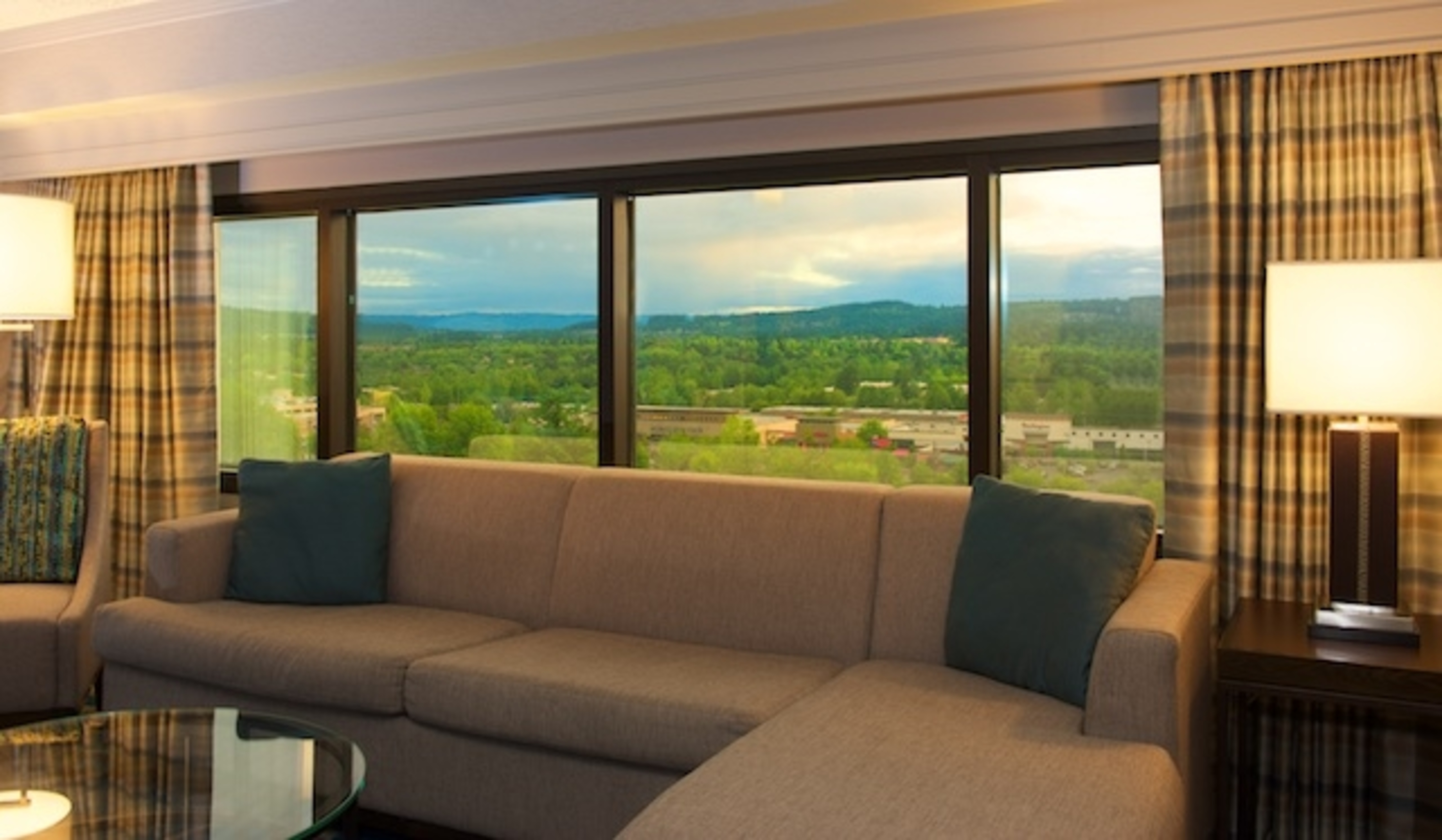 Presidential Suite Living Room with Couch and Outside View