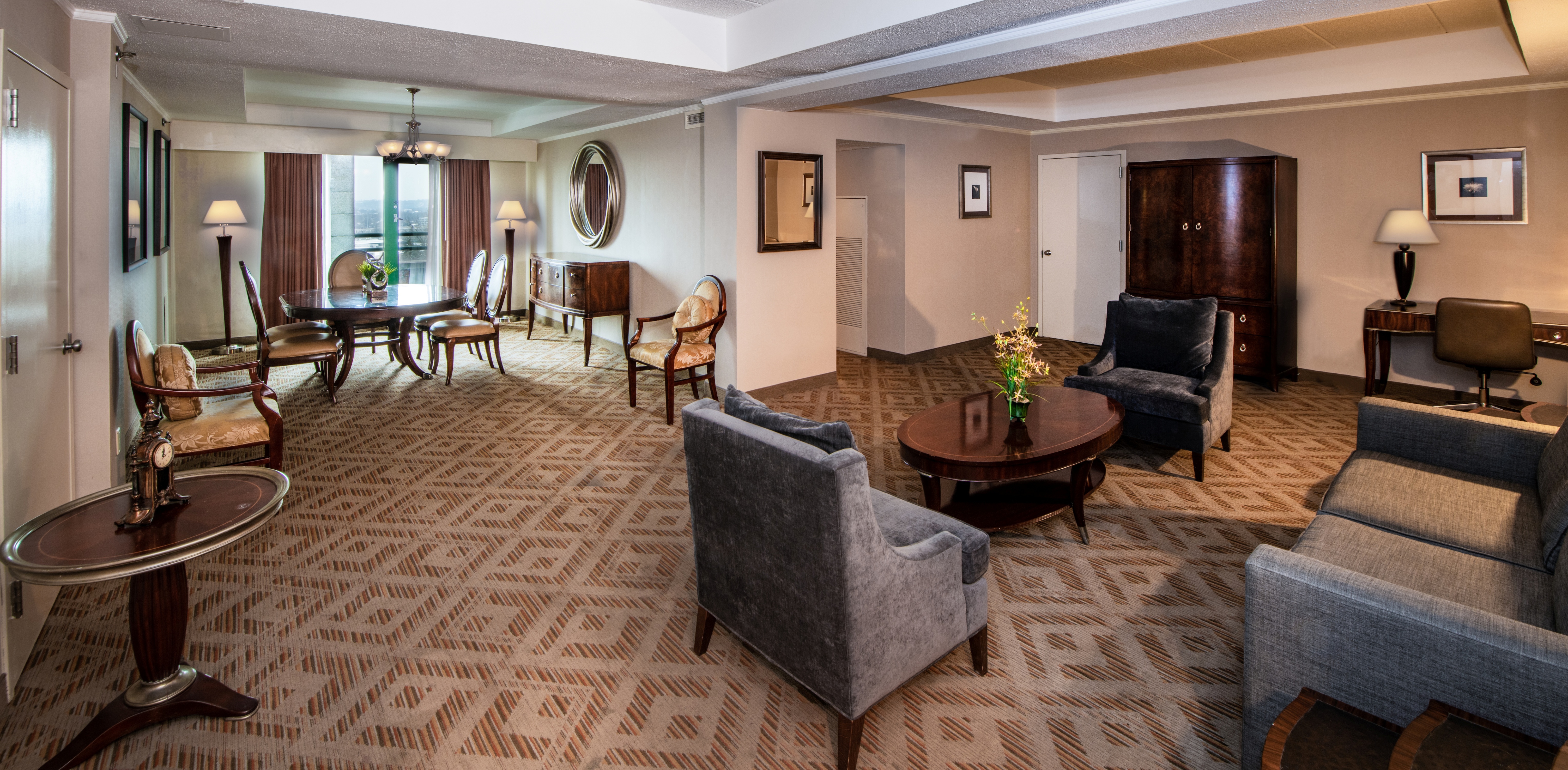 Enjoy deluxe accommodations in the Presidential Suite with a separate living and dining room.