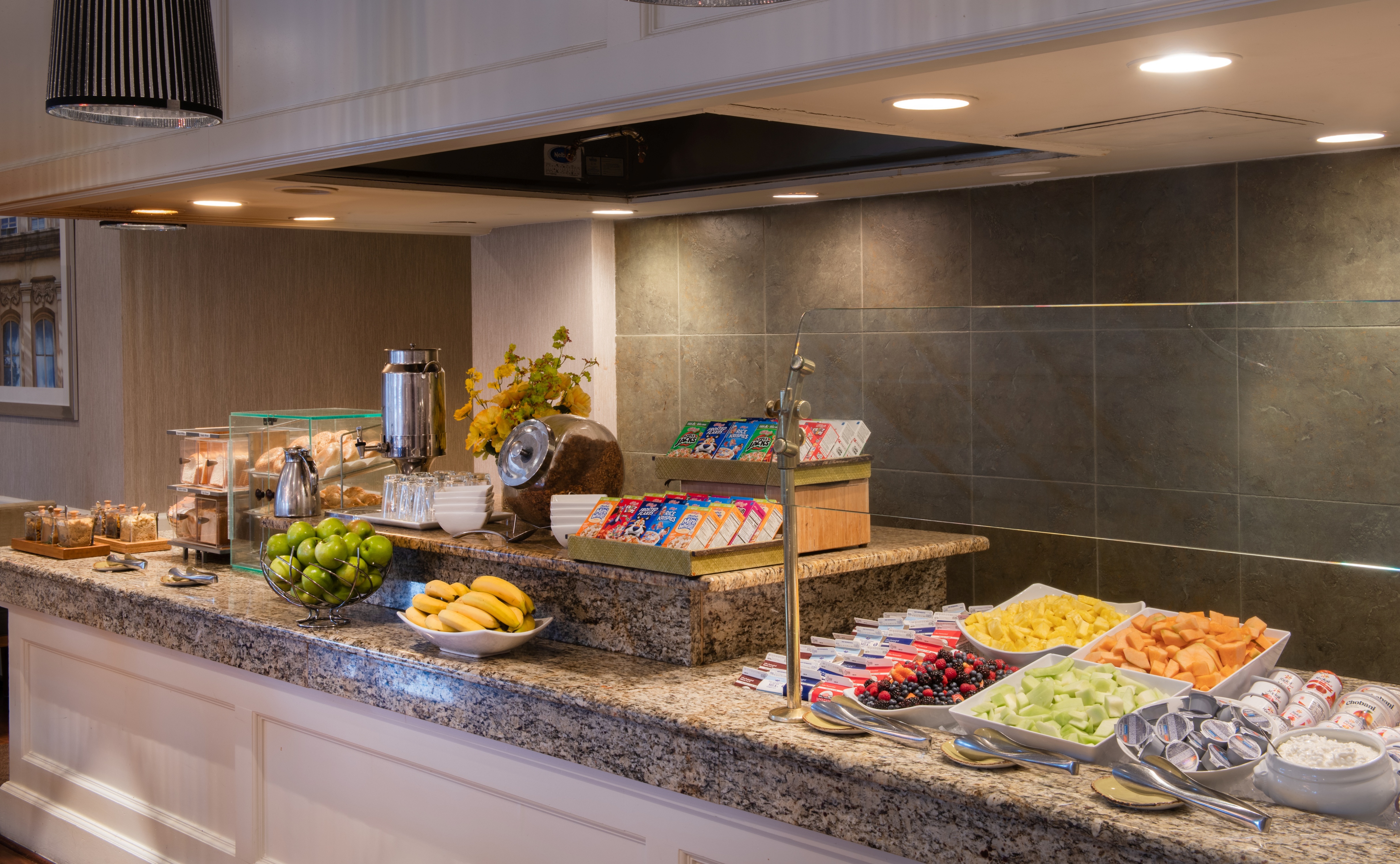 Brandywine offers a bountiful breakfast buffet in a warm and comfortable setting.