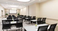 Meeting room arranged in classroom layout