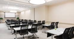 Meeting room arranged in classroom layout