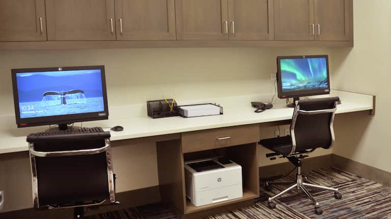Business Center with Two Computers and Printer