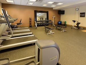 Fitness Center with Treadmills and Weights Area
