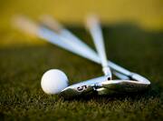 Golf Clubs and Ball Lying on Green
