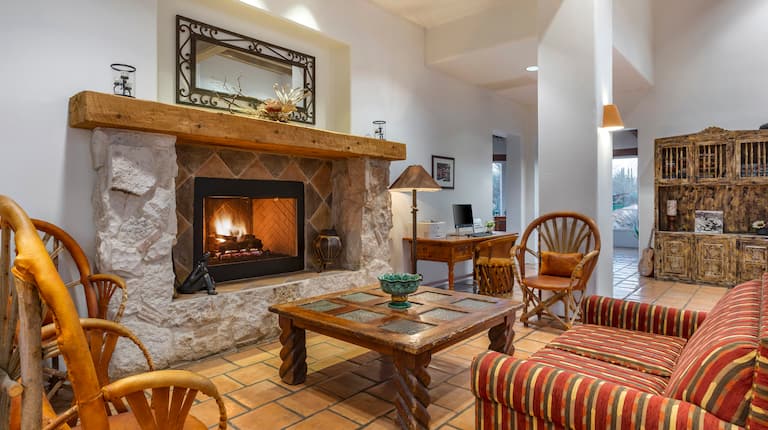 lobby with fireplace