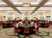 Grand ballroom with banquet setup.