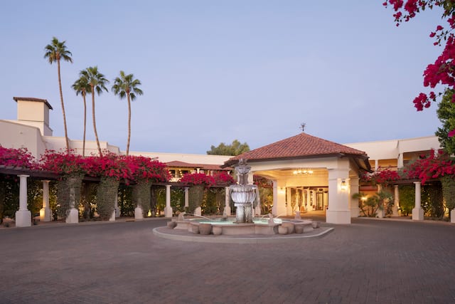 Hotel Driveway Entrance and Fountain