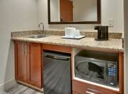 King Studio Wet Bar With Microwave, Mini-Refrigerator, Sink, and Coffee Maker