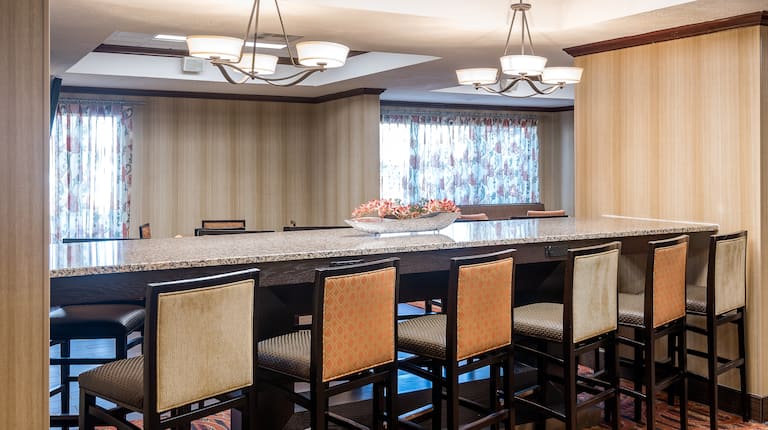 Sitting Area with Long Table and Barstools