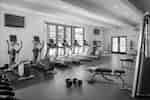 on site fitness center, ellipticals, treadmills, free weights