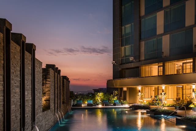 Temperature Controlled Outdoor Swimming pool at Night