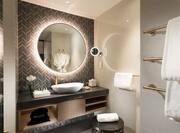 REVERSE IMAGE -Bathroom Vanity Area with Round Mirror