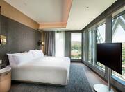 View of Executive Suite Bed and Free Standing TV