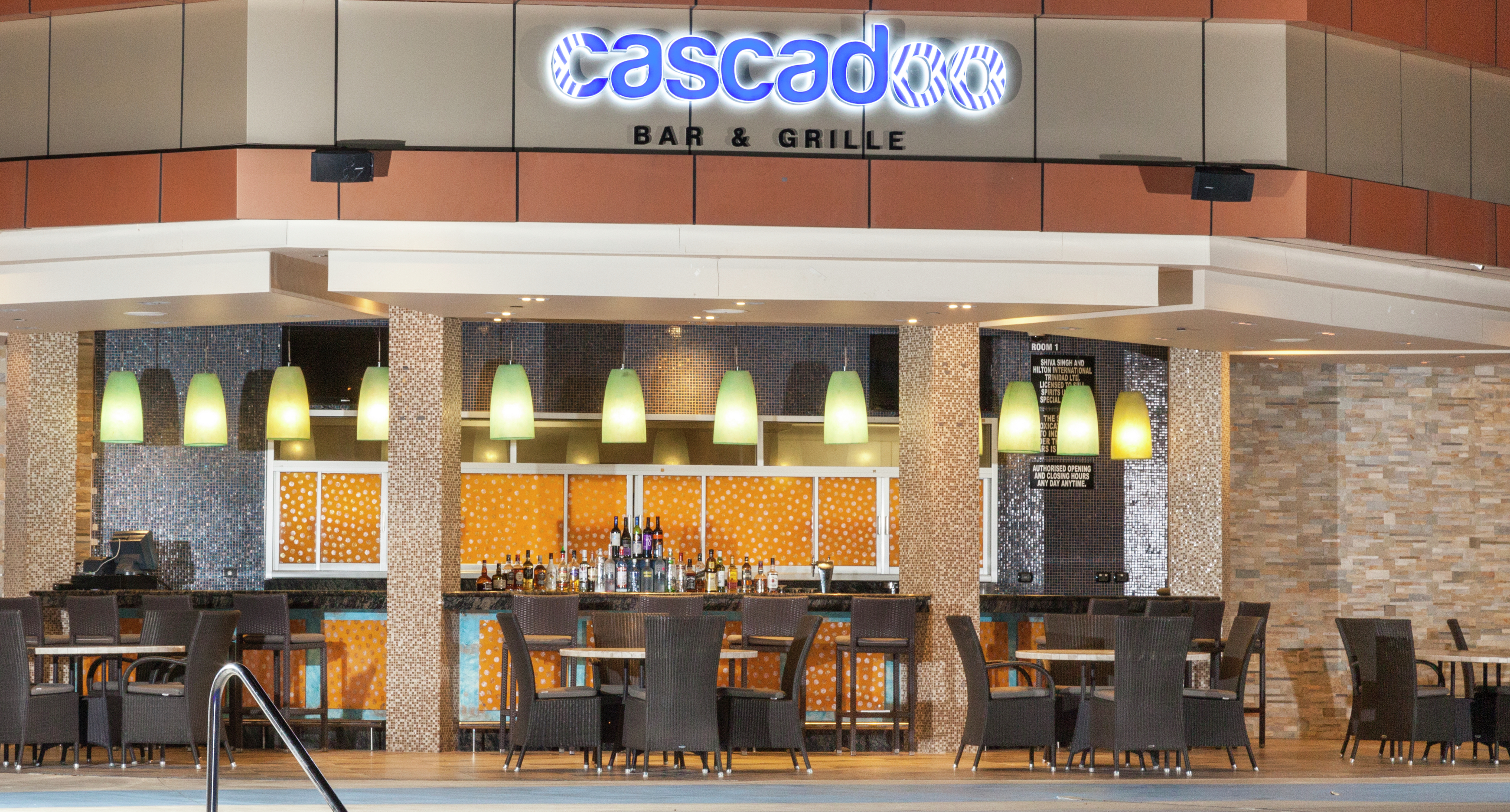 View of Cascadoo Bar & Grille with Sign