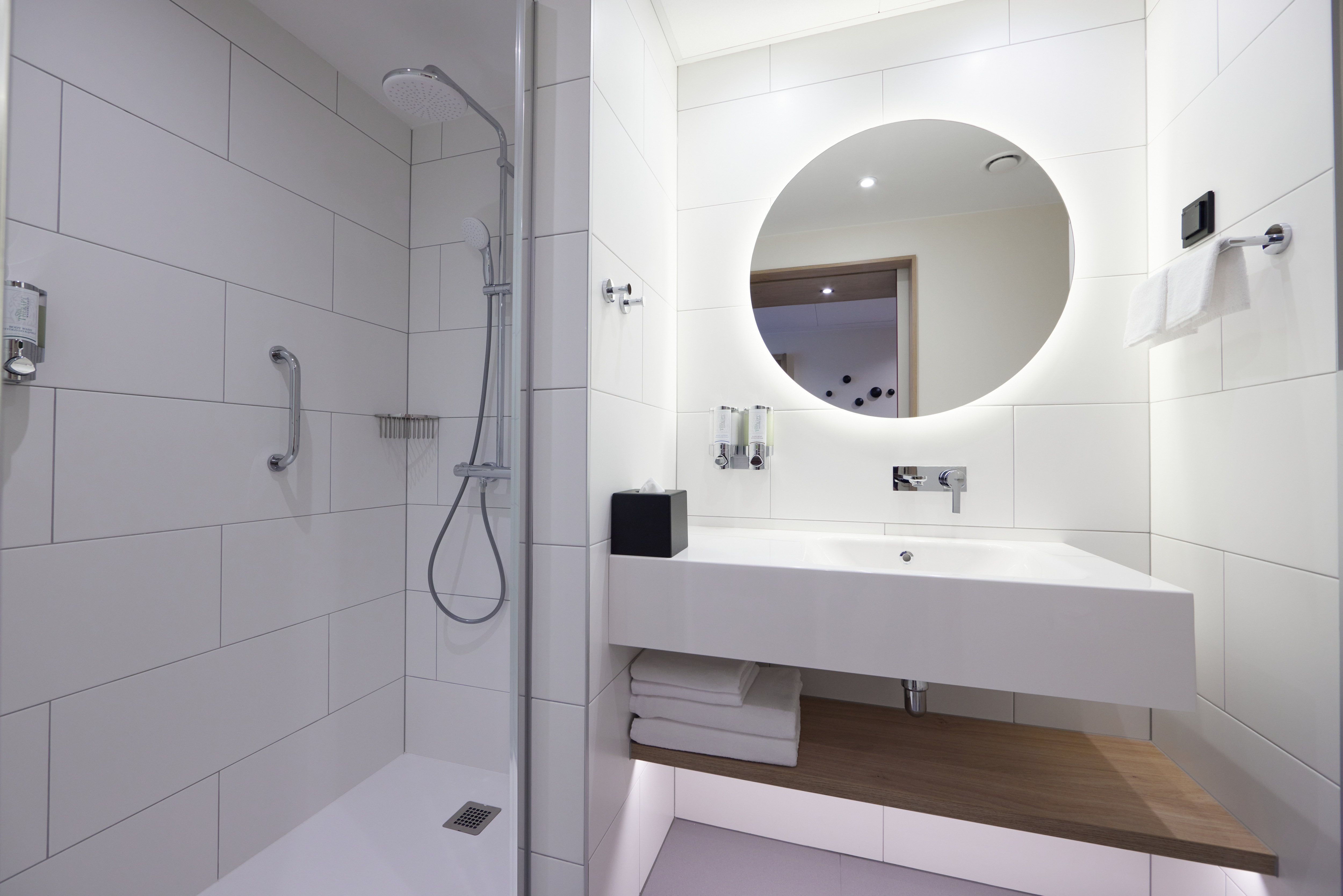 Guest Bathroom Shower With Vanity Area