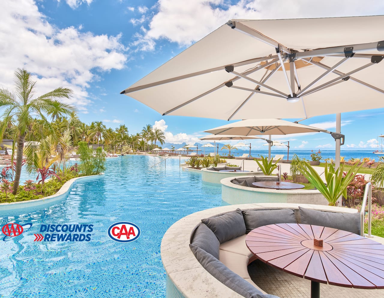 Vaipuna Pool Bar with AAA and CAA Logos