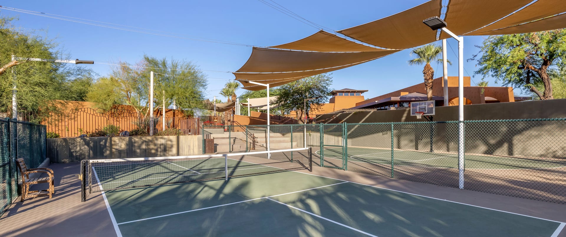 Sports Court With Pickleball And Basketball