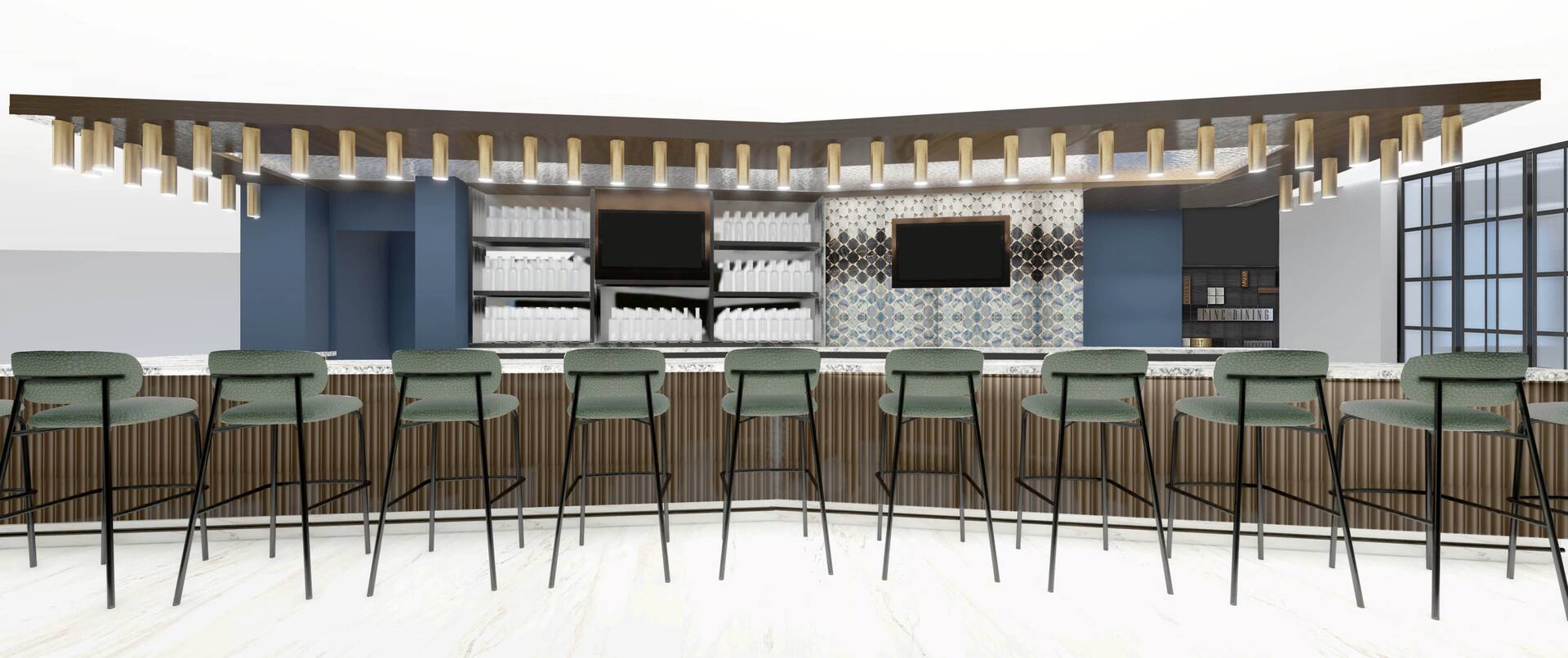 Lobby bar counter with seating
