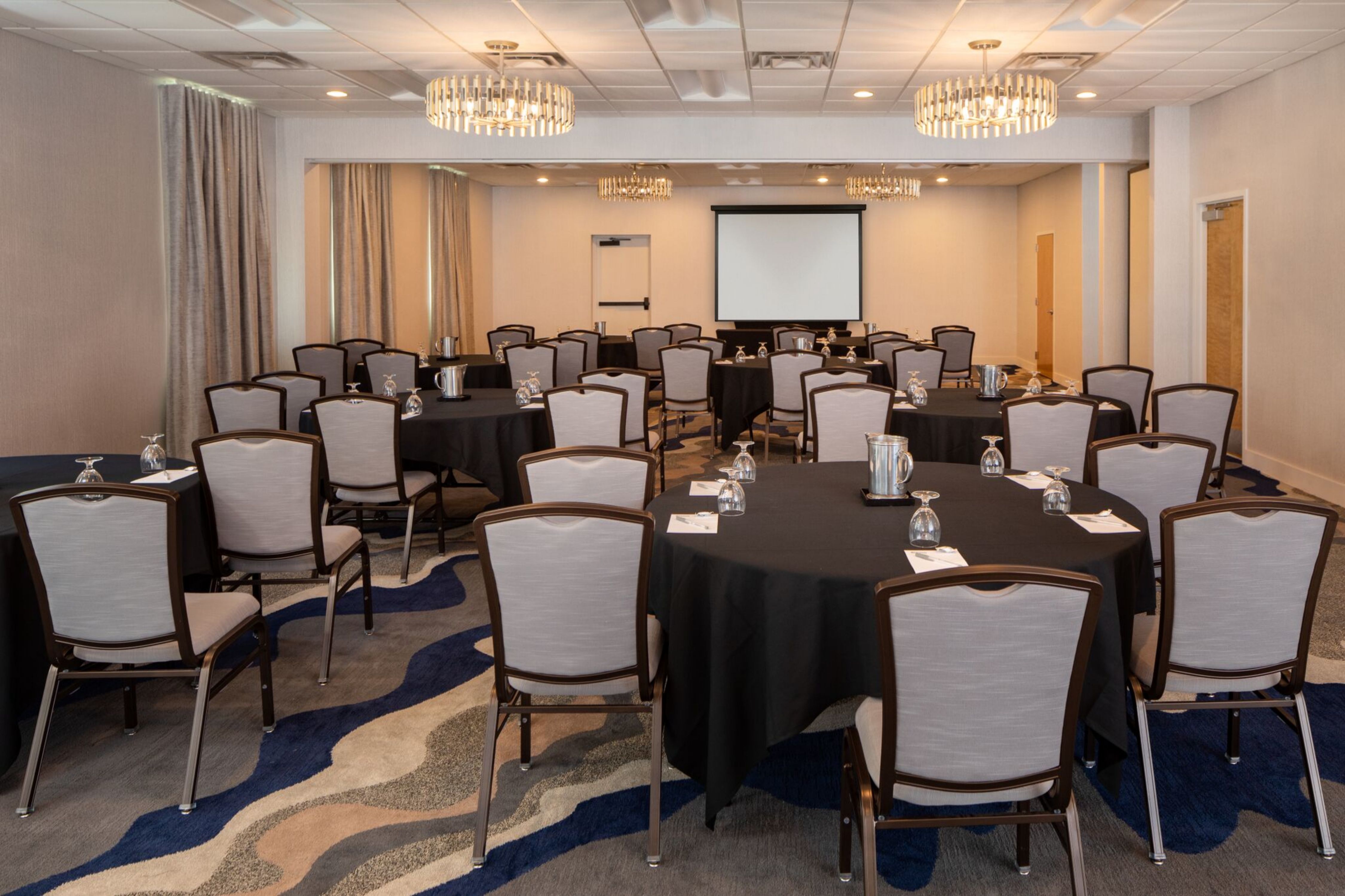 Meeting Room Setup with Round Tables
