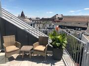 Hilton Mainz City Balcony Suite Balcony view with cathedral