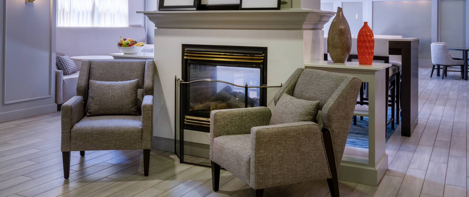 Lobby Seating by Fireplace
