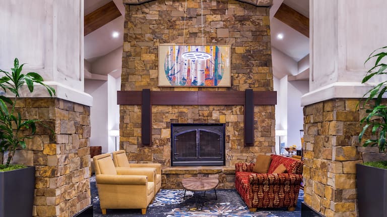 Lobby Seating Area with Fireplace