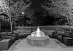 Hotel Patio with Firepit at Night