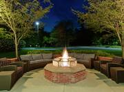 Hotel Patio with Firepit at Night