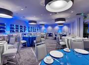 Meeting Room with Round Tables and Blue Lights