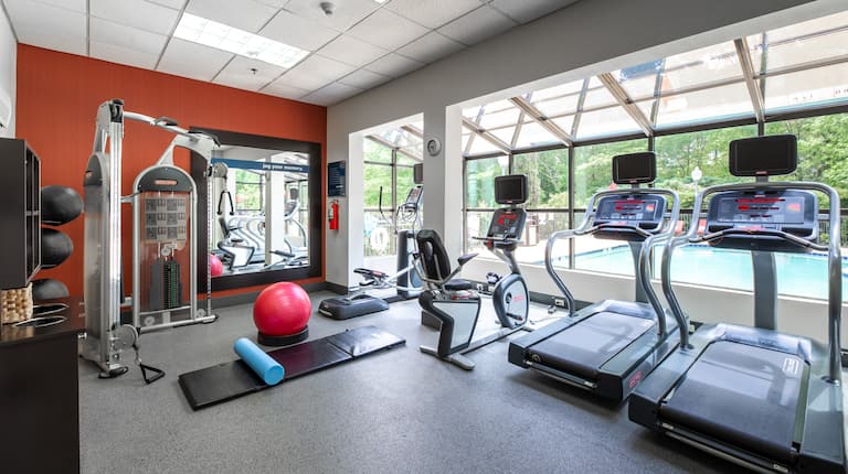 Fitness Center View - Weights and Running Machines