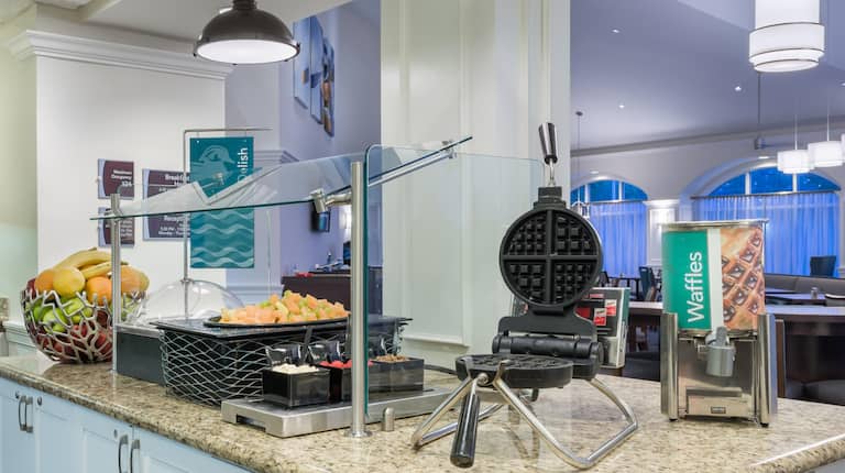 Homewood Suites Raleigh-Durham AP/Research Triangle Hotel, NC - Breakfast Area View with waffle station and fruit selection