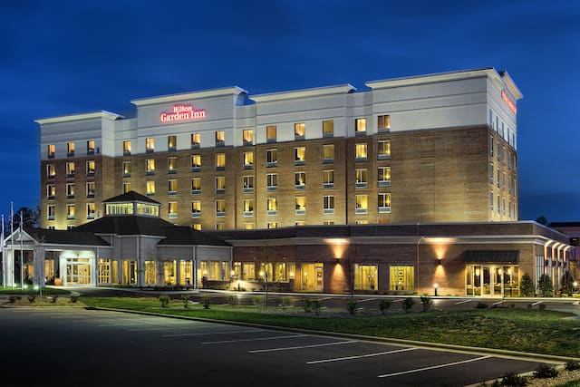 Hotel exterior at night