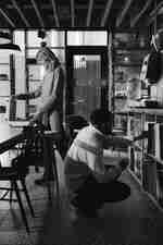 Man and woman in cafe