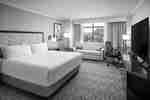 guest room, 1 king bed, sofa bed, work desk, tv, window view