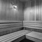 Close-up of seating in sauna 