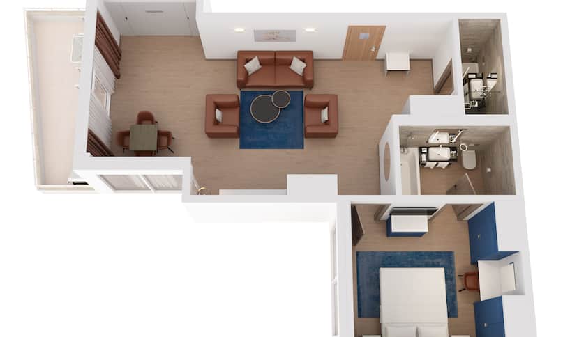 Suite Villa Deluxe con una camera da letto con letto king size - Planimetria precedente