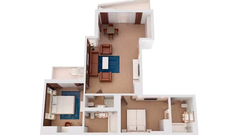 Planimetria della villa Deluxe con due camere da letto con letto king size - Passaggio precedente