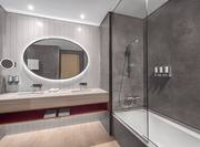 Bathroom Vanity Area with Bathtub