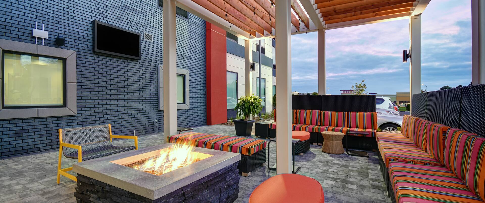 exterior patio with firepit
