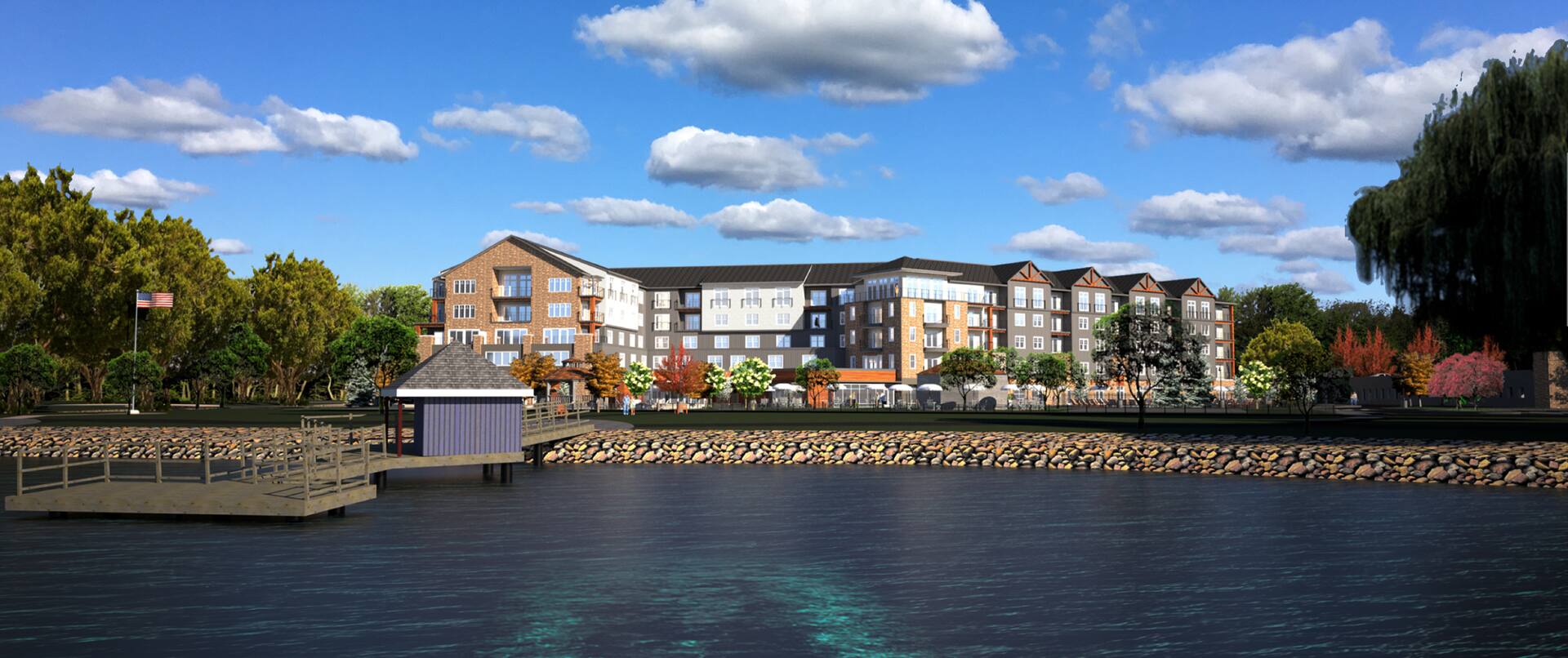 Hotel Exterior and Waterfront Rendering