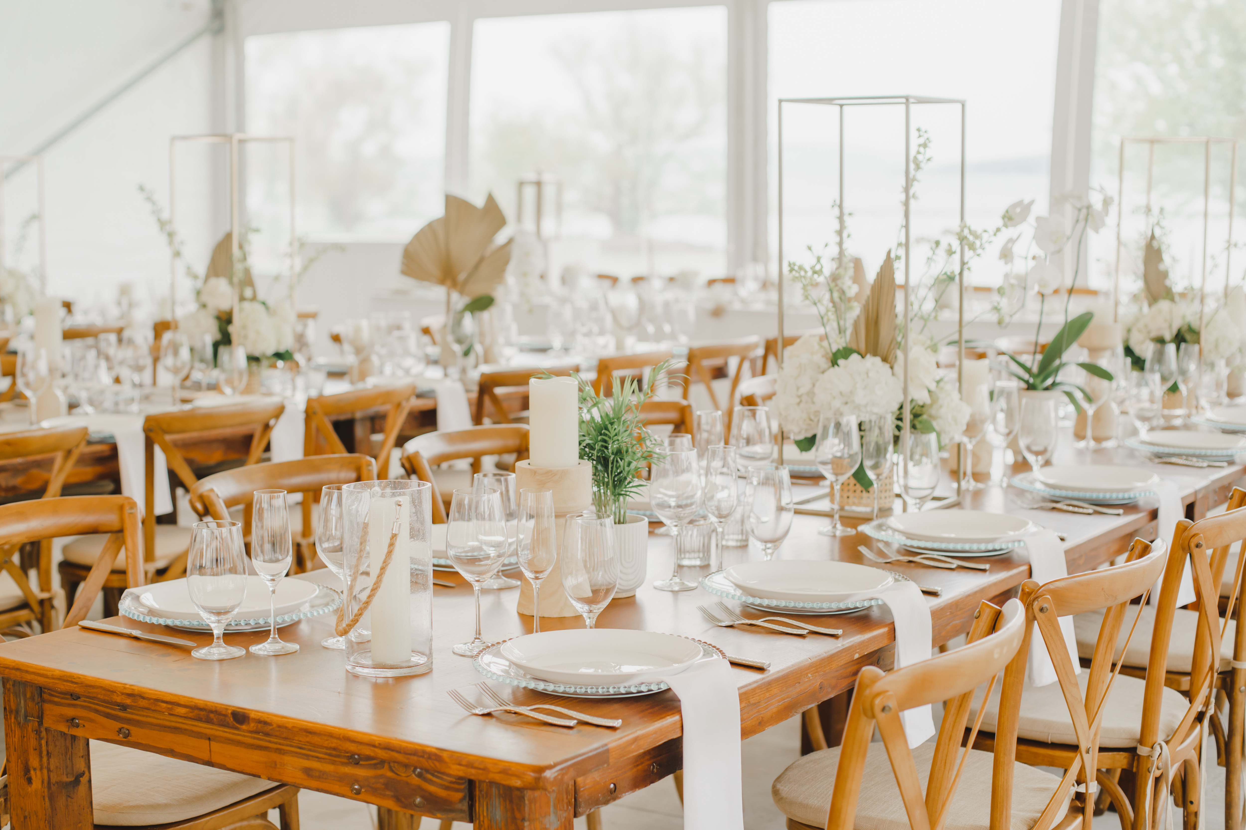 Wedding setup with tables and chairs