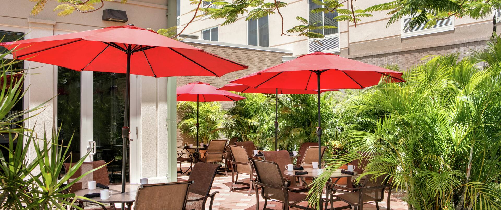 Restaurant Patio Seating with Umbrellas