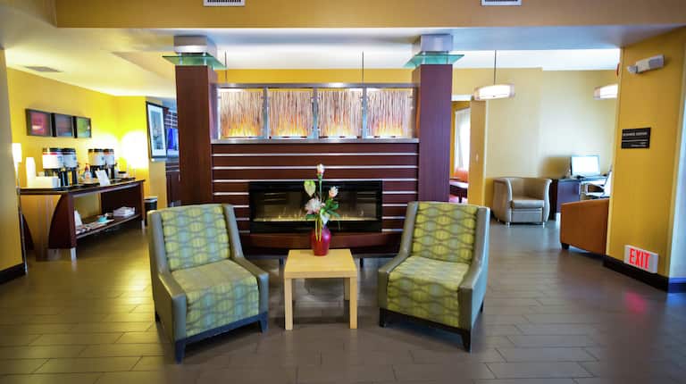 Lobby Area With Fireplace