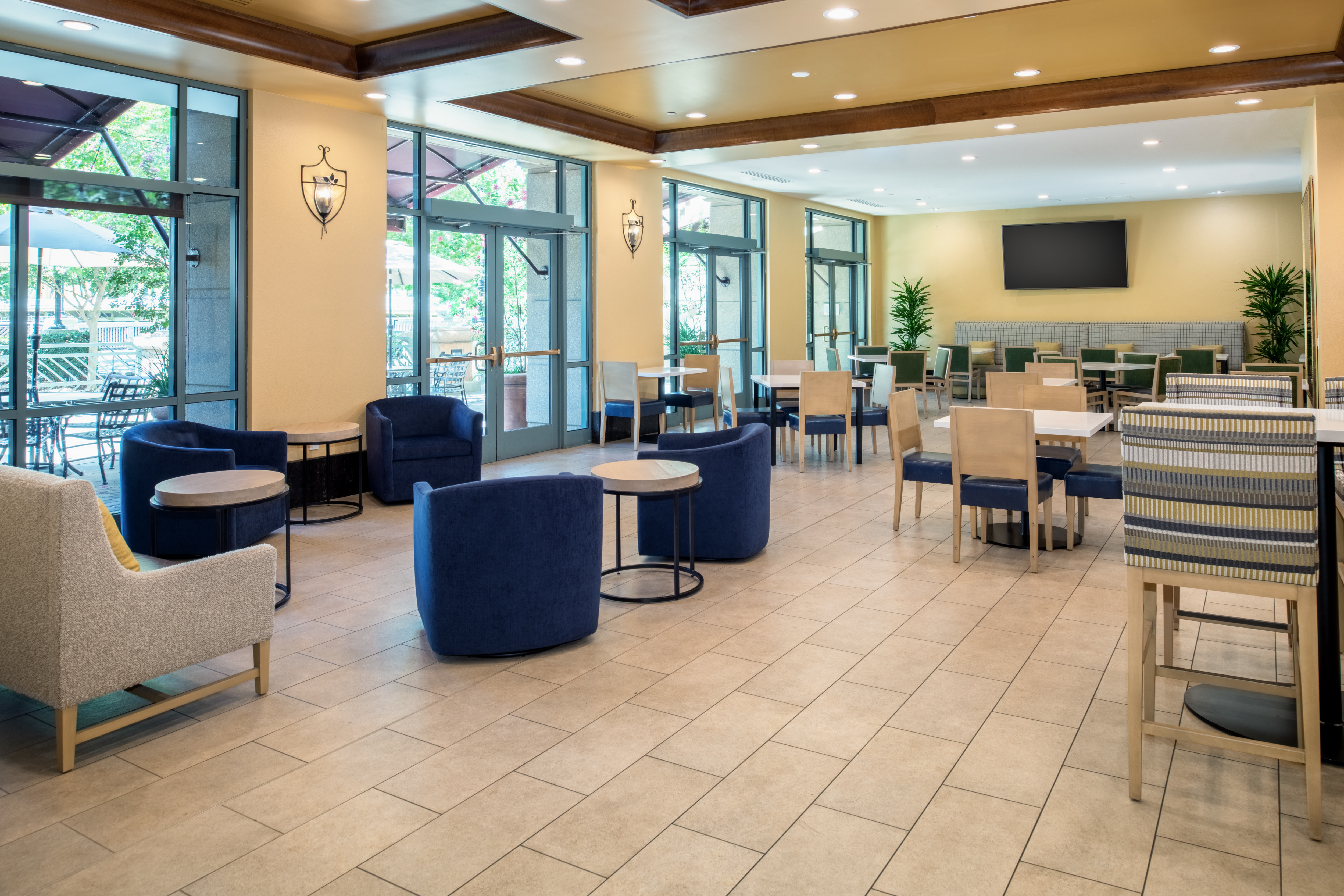 lobby seating area with tables