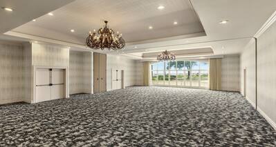 Spacious on-site ballroom for functions featuring beautiful ocean view.